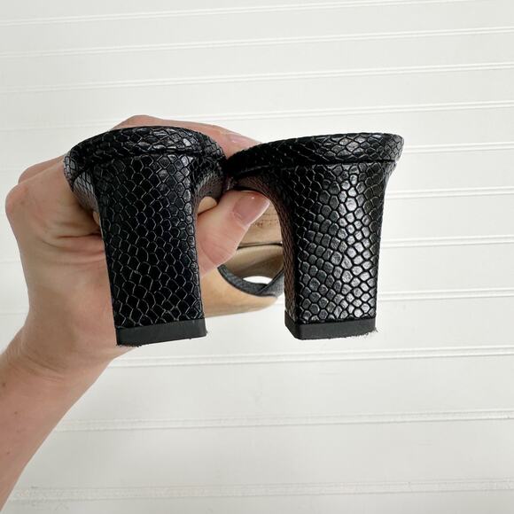 Jimmy Choo x Kaia Snakeskin Sandals Slides Black Leather Trim Minimalist - Picture 5 of 8